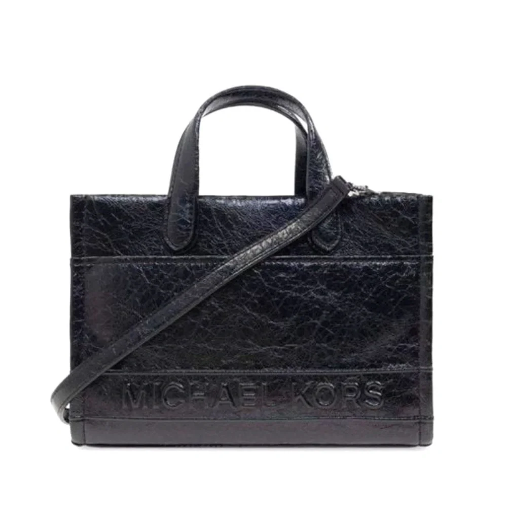 Michael Kors Gigi Black Tote Purse Bag Embossed Logo Women Designer NWT $309